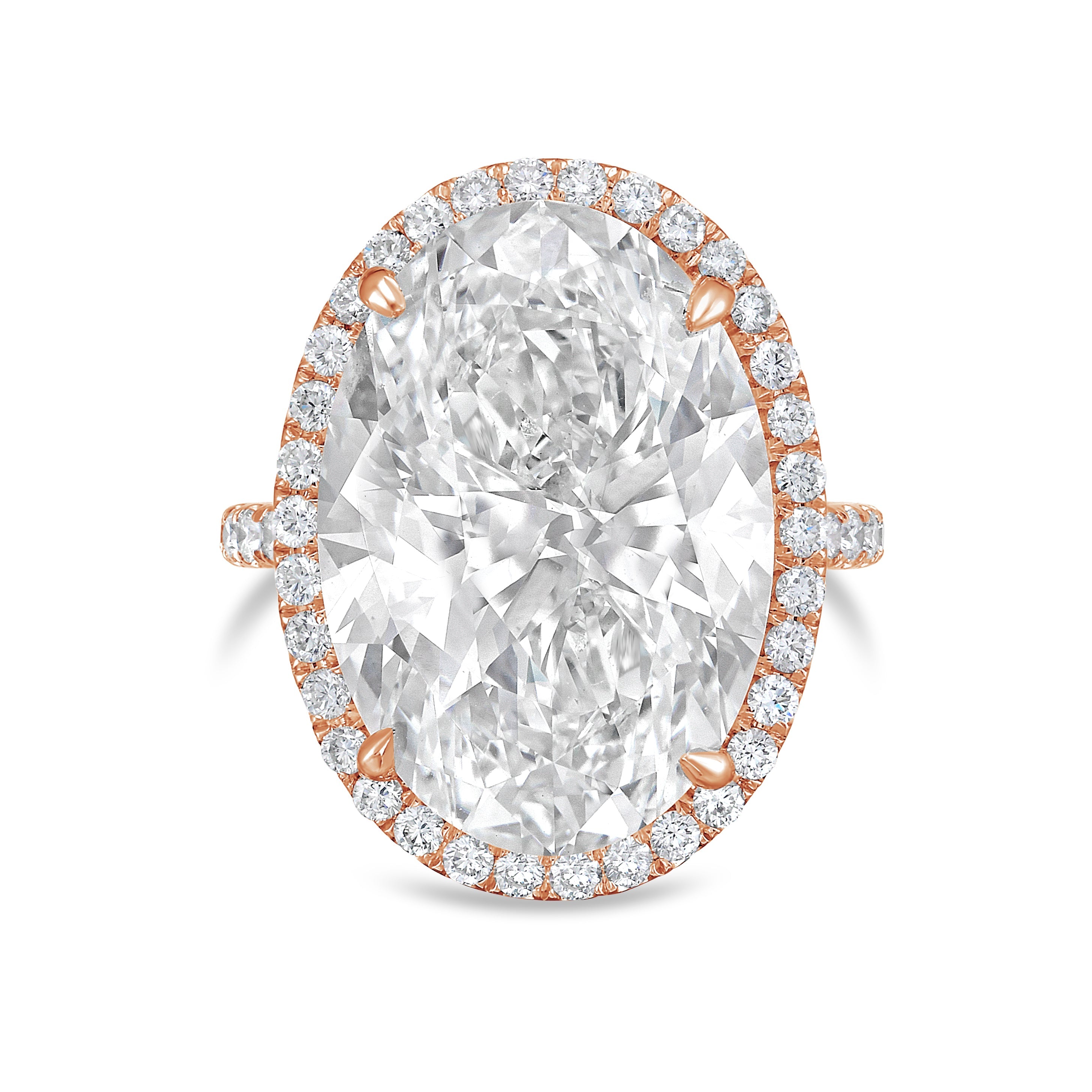 Lab-Grown Oval Diamond Halo Ring, 18K Gold