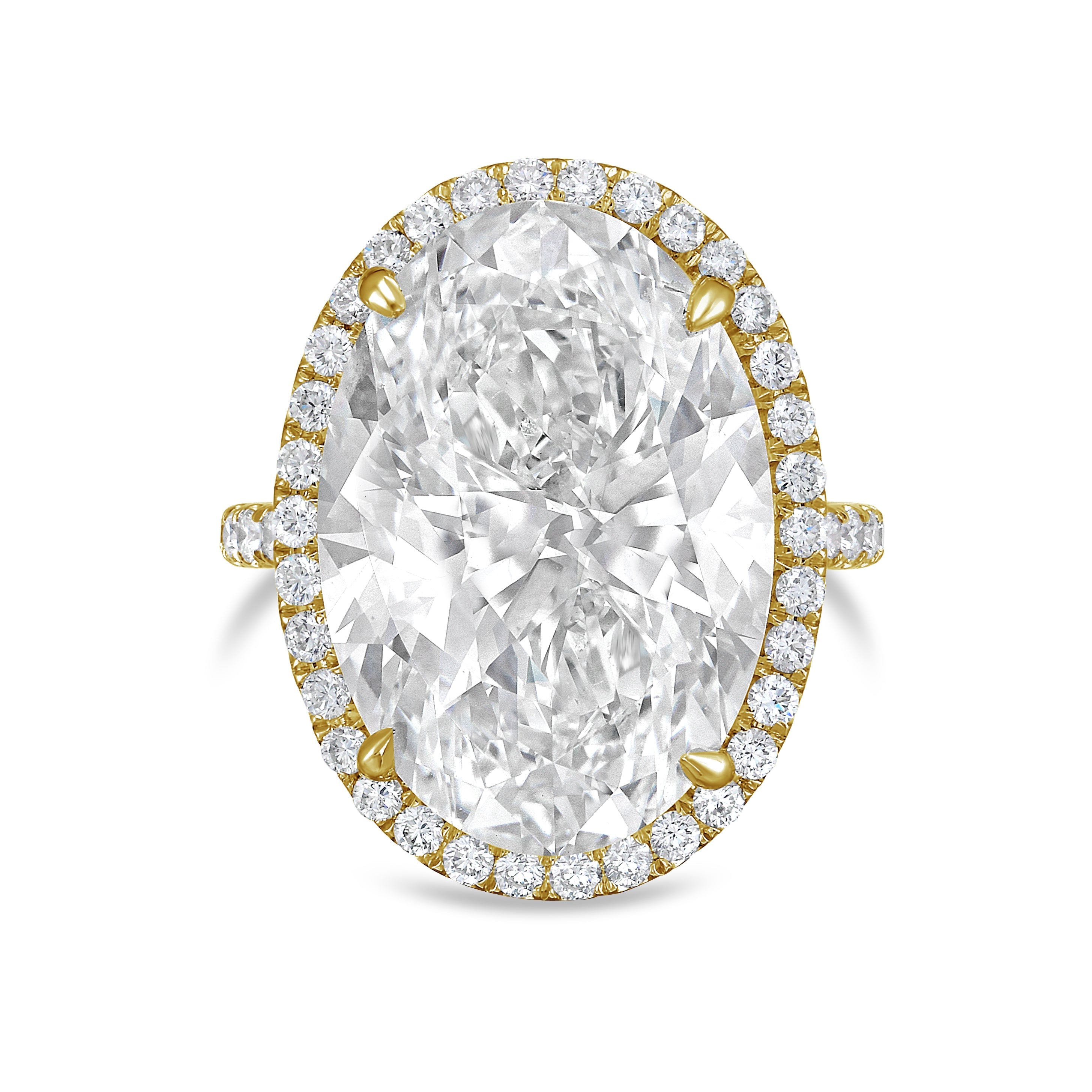 Lab-Grown Oval Diamond Halo Ring, 18K Gold