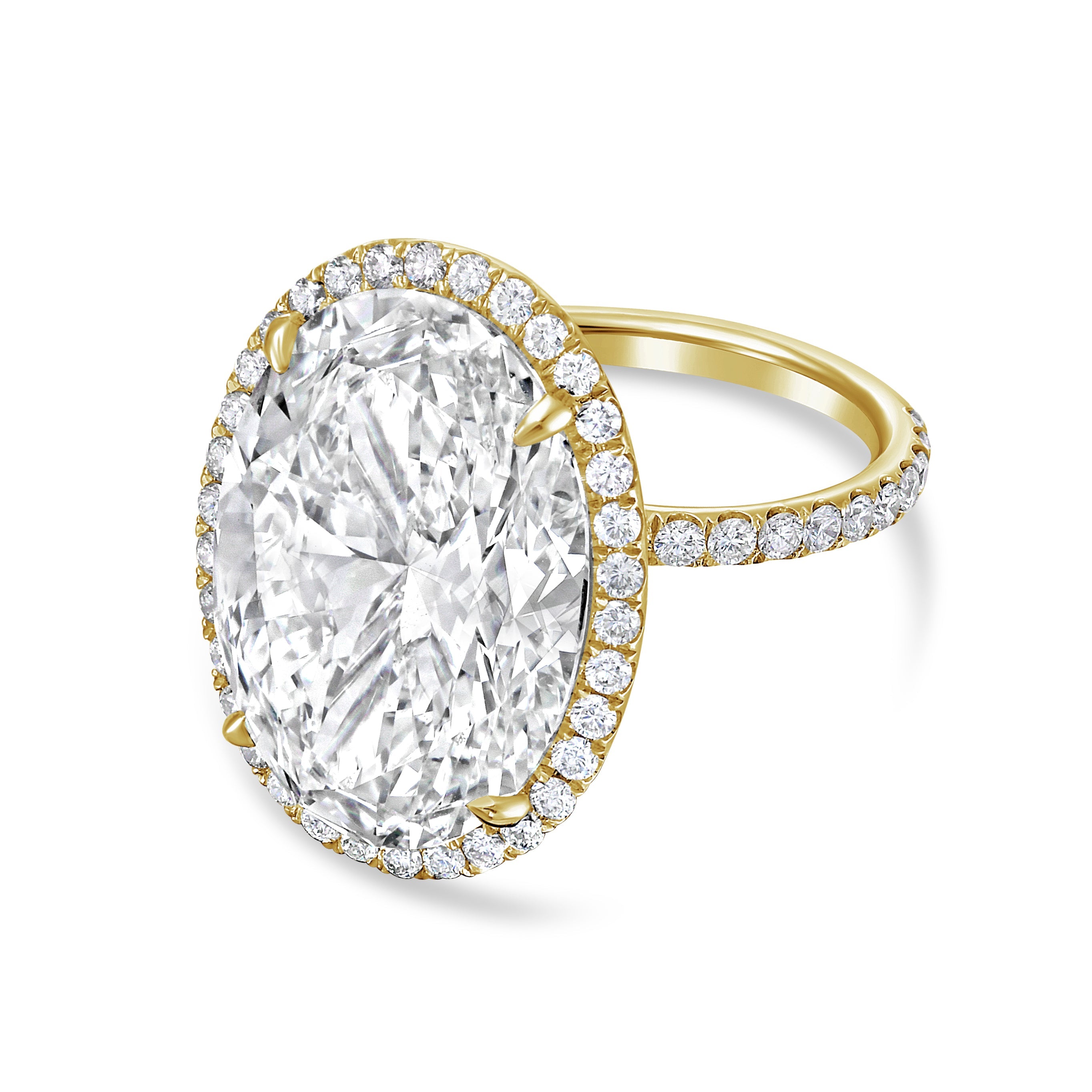 Lab-Grown Oval Diamond Halo Ring, 18K Gold