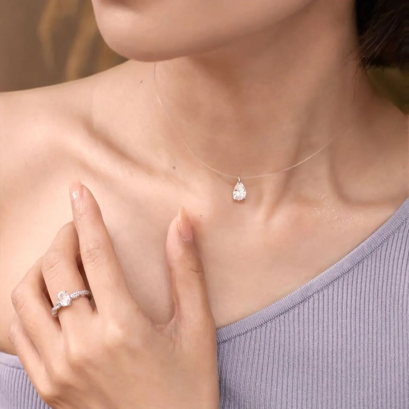 Illusion Drop Necklace Diamond Crystalline