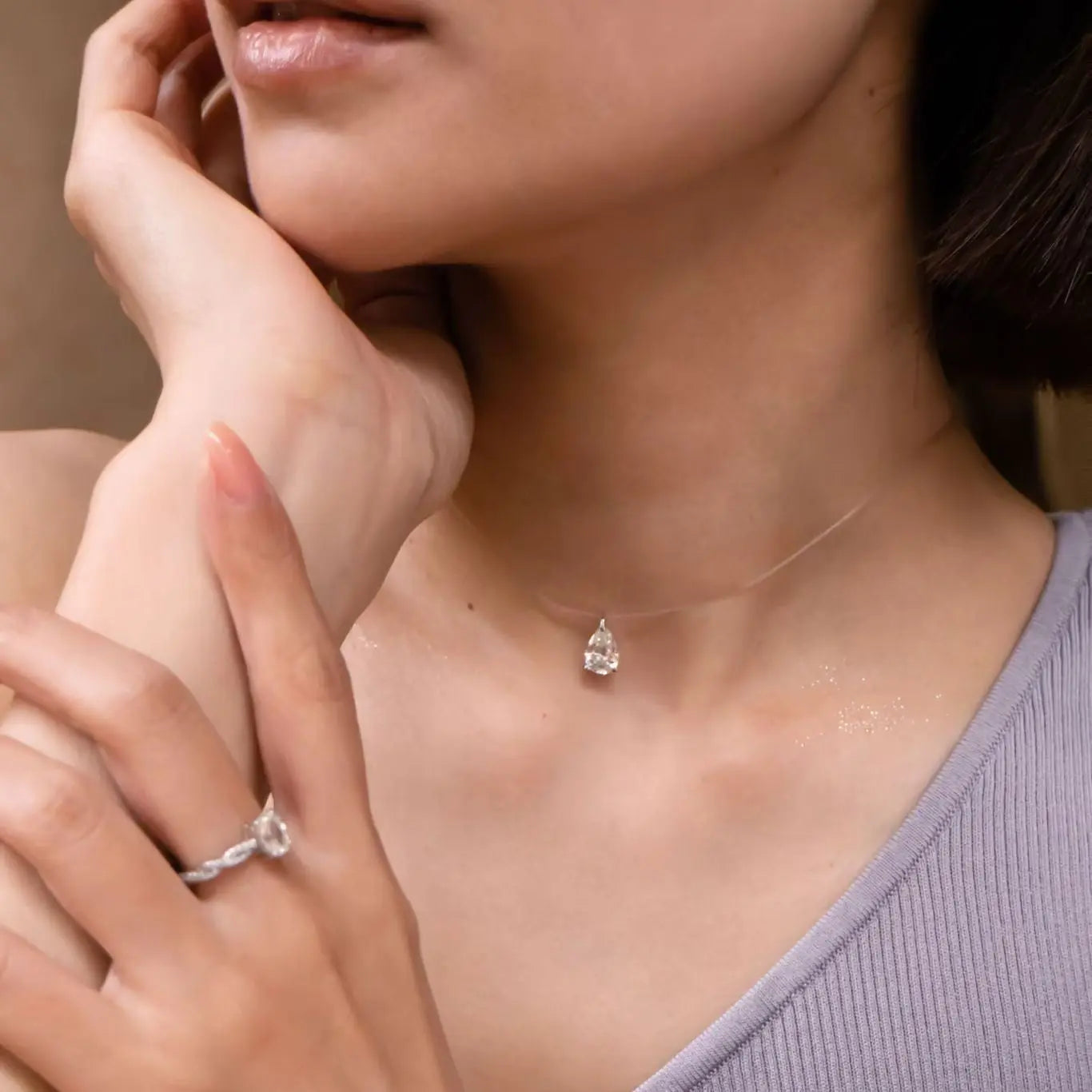 Illusion Drop Necklace Diamond Crystalline
