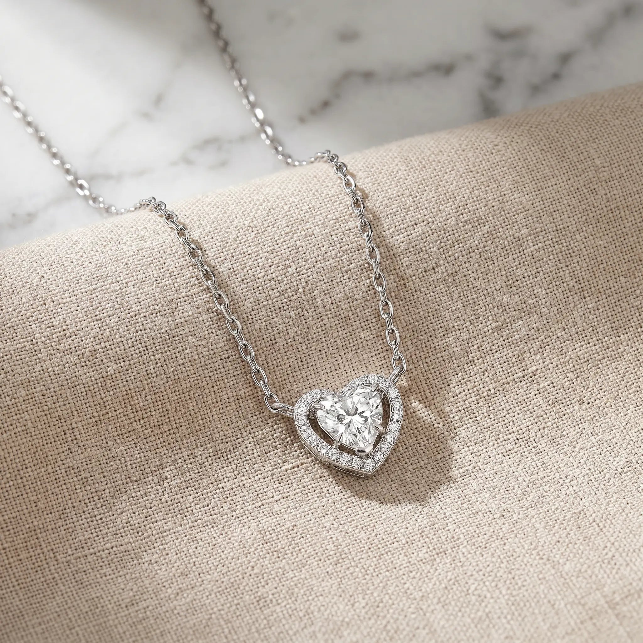 Isabella Heart Necklace in Platinum