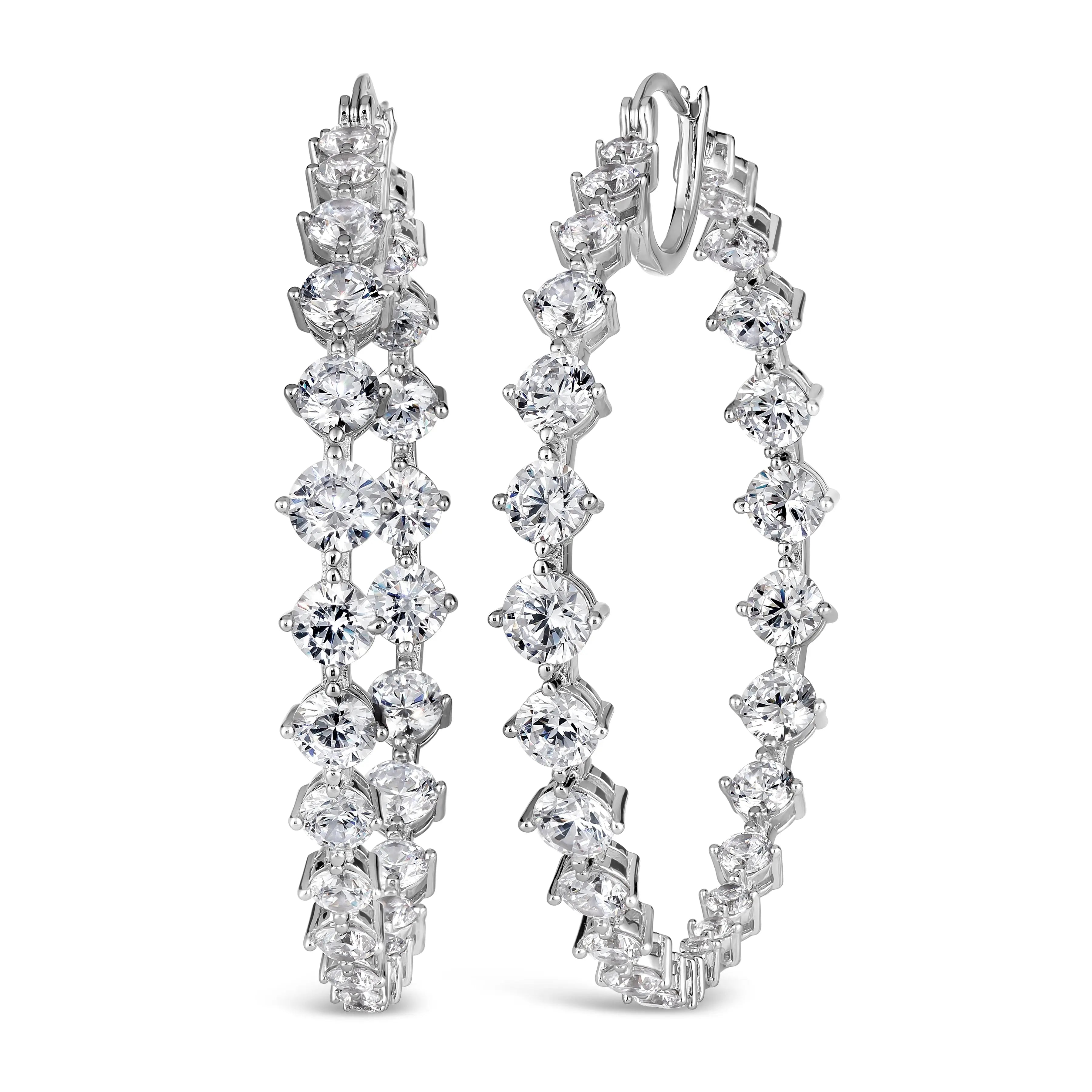 Jennifer XL Inside Out Hoops in Platinum