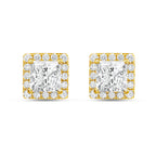 Lab Grown Princess Diamond Halo Earrings