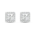 Lab Grown Princess Diamond Halo Earrings