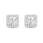 Lab Grown Princess Diamond Halo Earrings