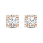 Lab Grown Princess Diamond Halo Earrings