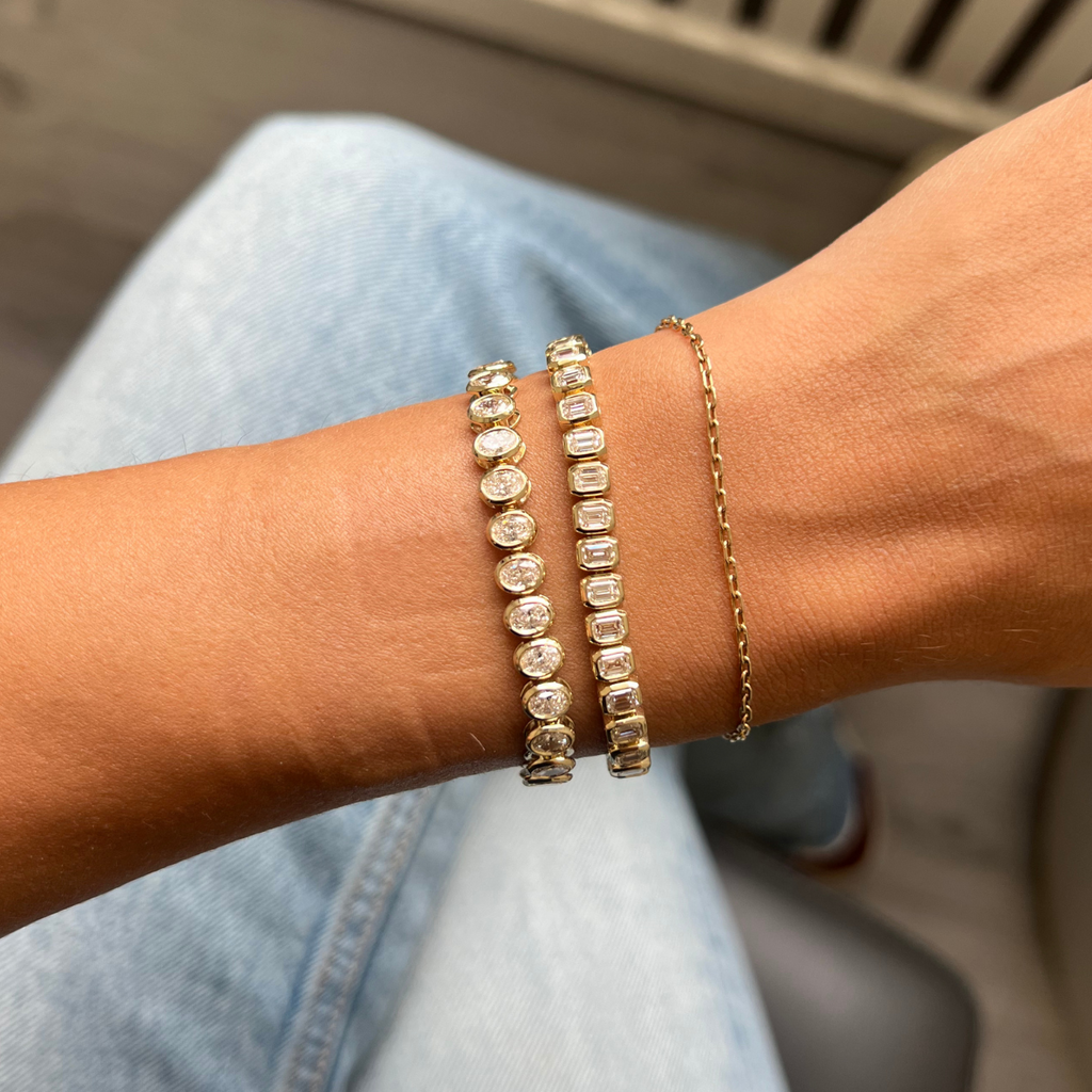 Lab-Grown Oval Bezel Tennis Bracelet