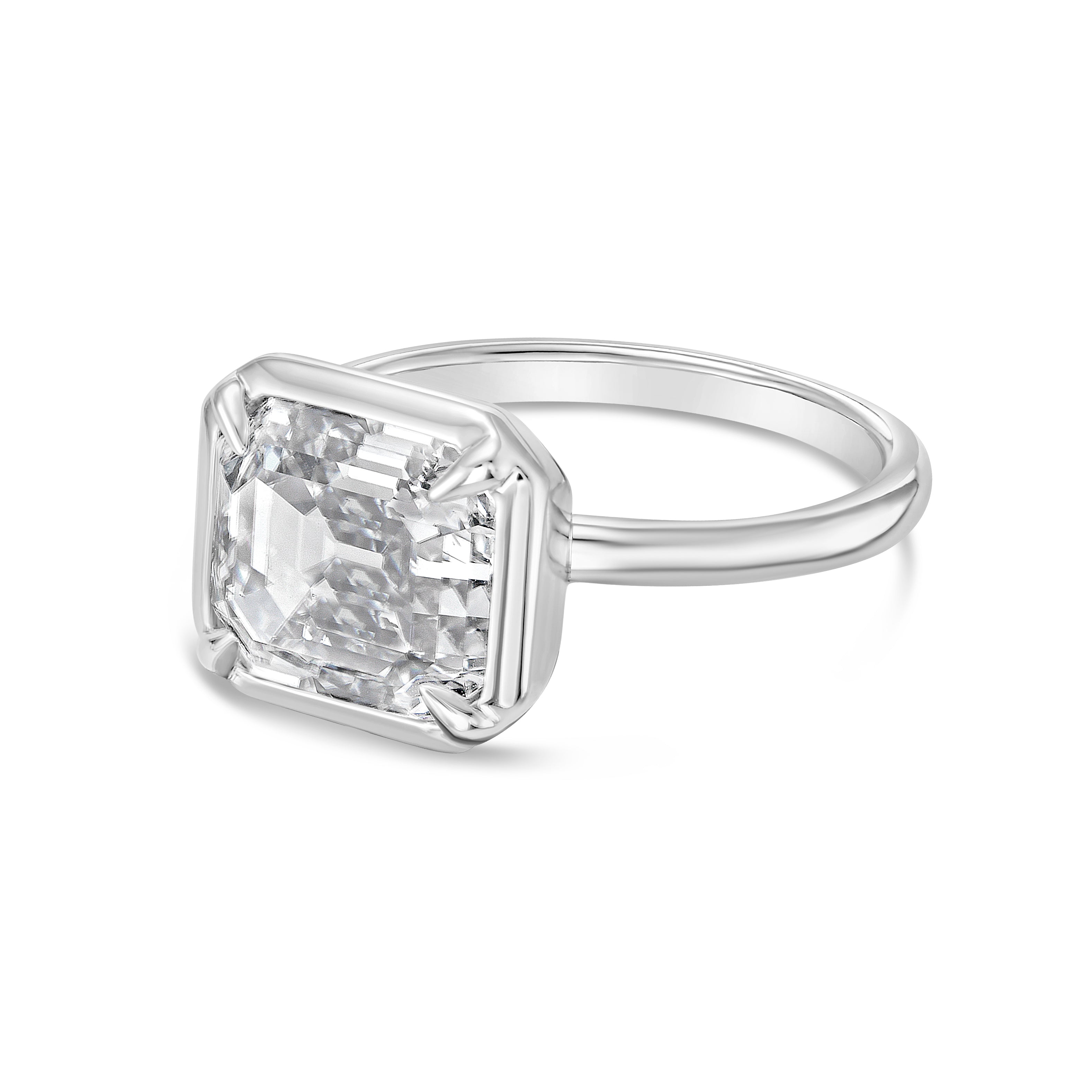 Lab-Grown Cushion Diamond Bezel Ring, 18K Gold