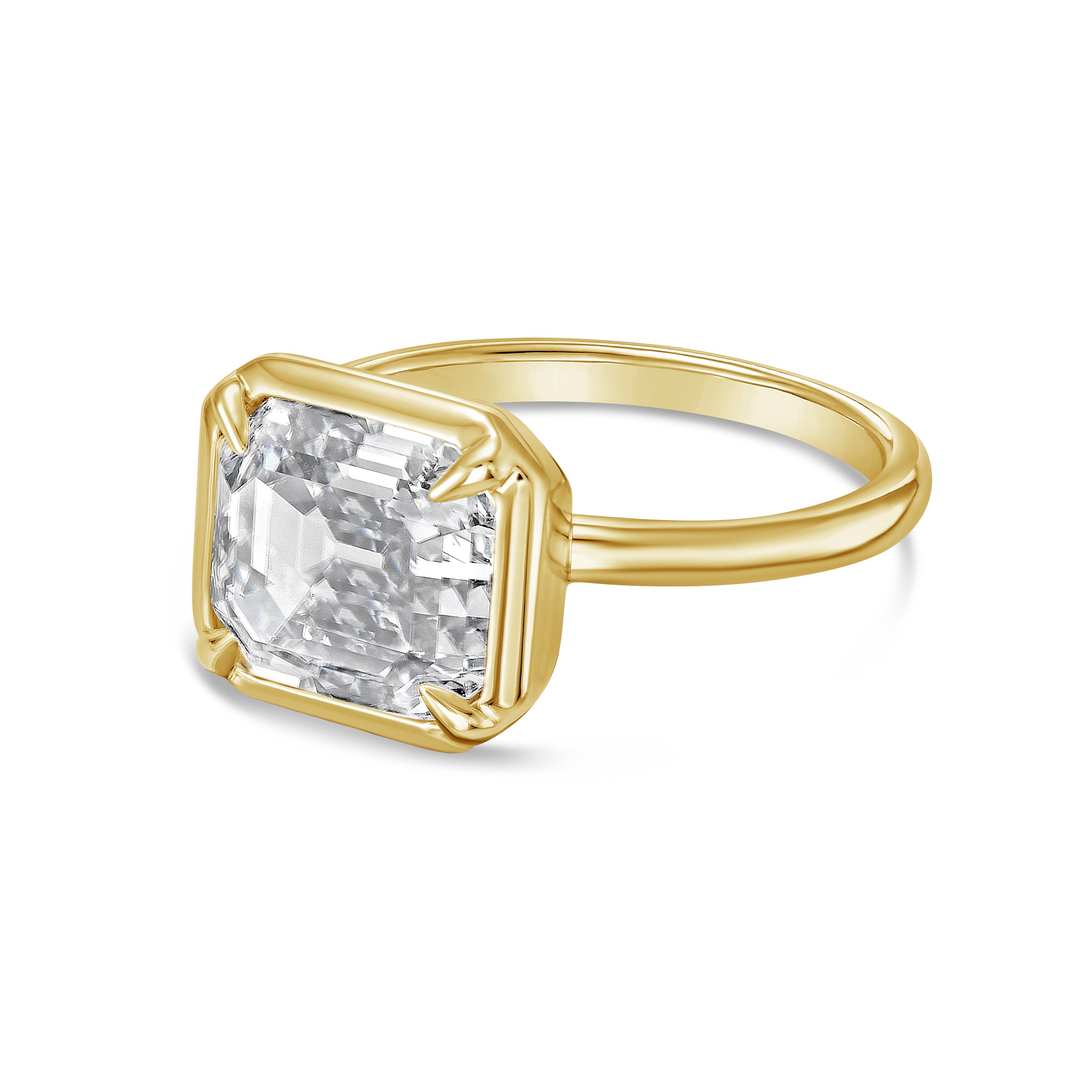 Lab-Grown Cushion Diamond Bezel Ring, 18K Gold