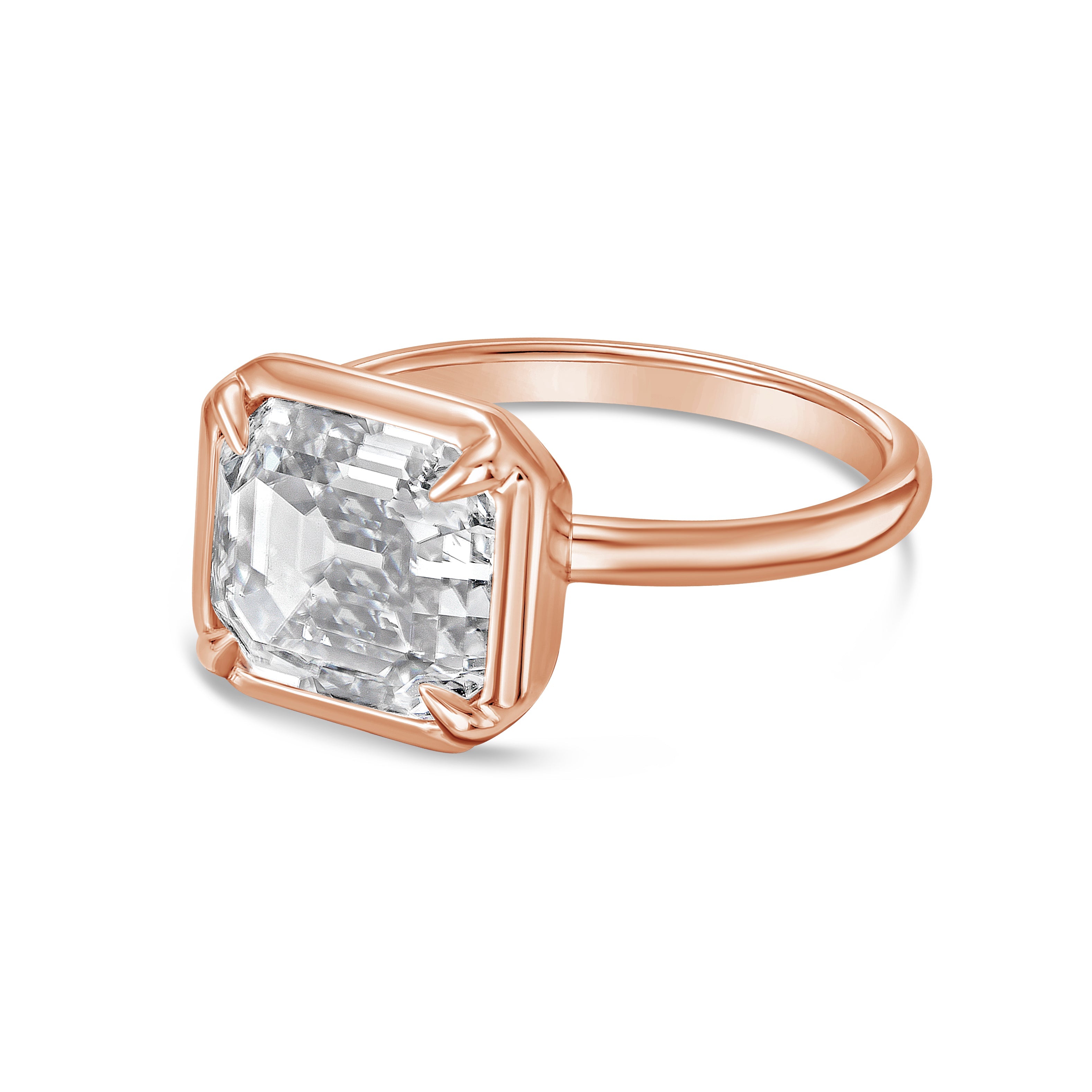Lab-Grown Cushion Diamond Bezel Ring, 18K Gold