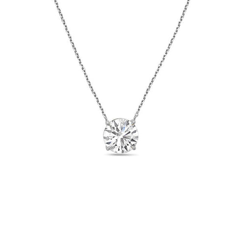 Lab-Grown Round Diamond Solitaire Pendant, 14k Gold