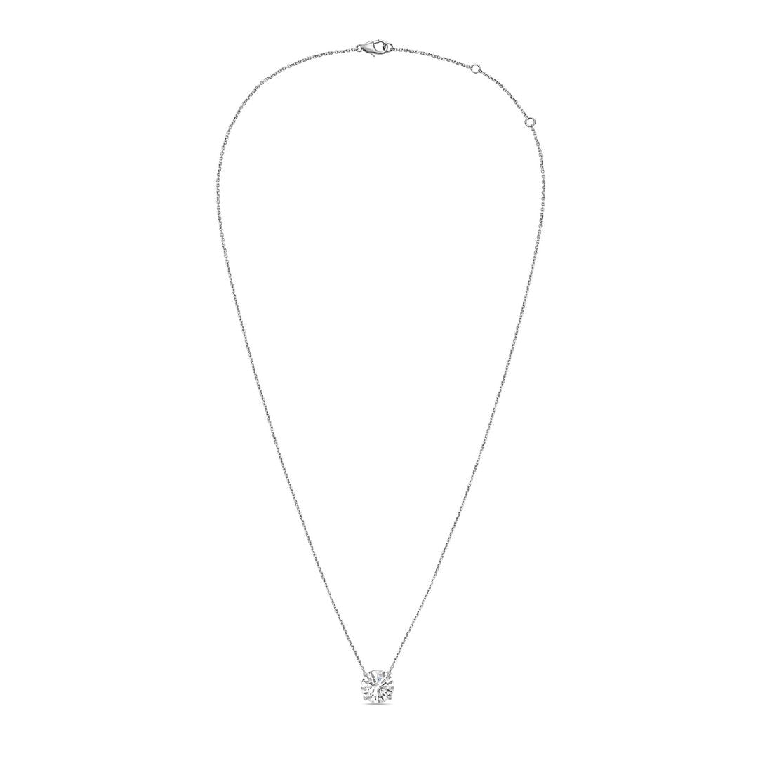 Lab-Grown Round Diamond Solitaire Pendant, 14k Gold
