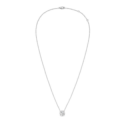 Lab-Grown Round Diamond Solitaire Pendant, 14k Gold