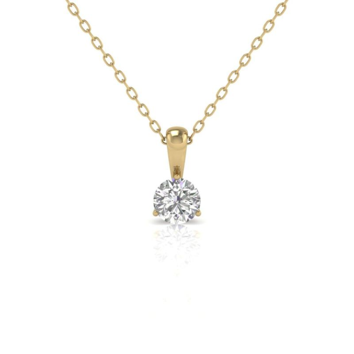 Lab-Grown Solitaire On Bail Diamond Pendant, 14K Gold