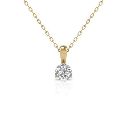 Lab-Grown Solitaire On Bail Diamond Pendant, 14K Gold