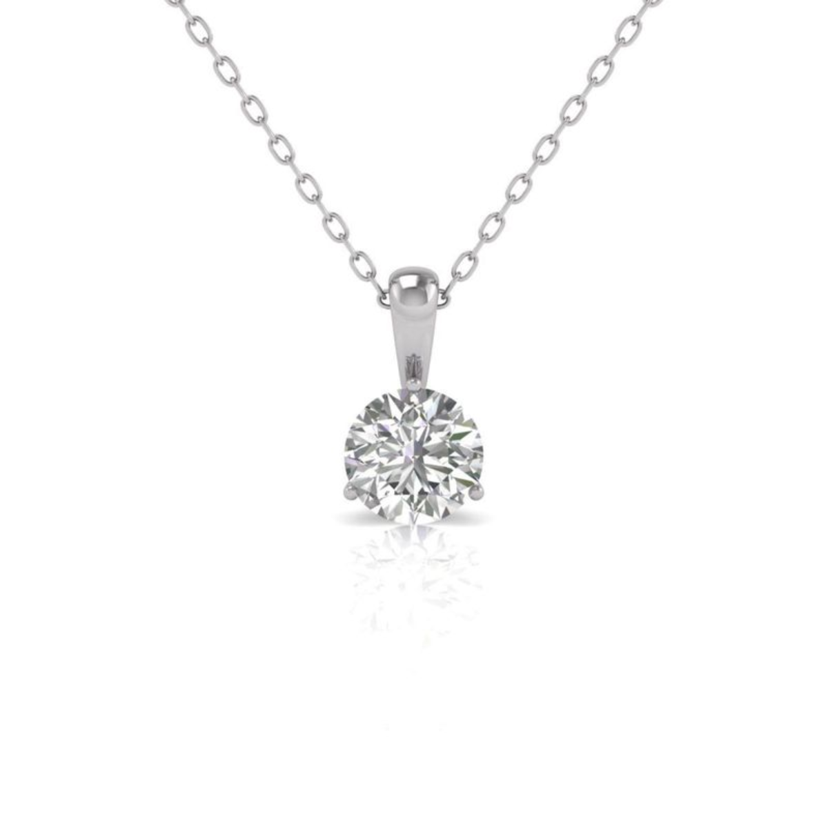 Lab-Grown Solitaire On Bail Diamond Pendant, 14K Gold