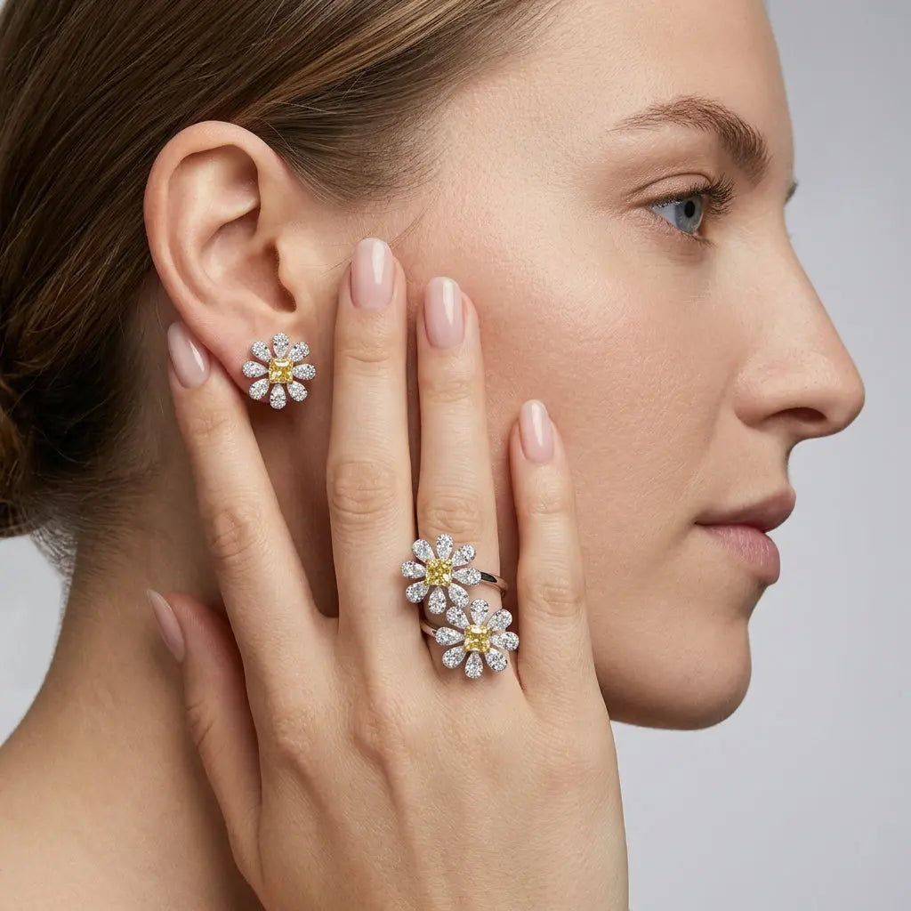 La Marguerite Studs In Yellow