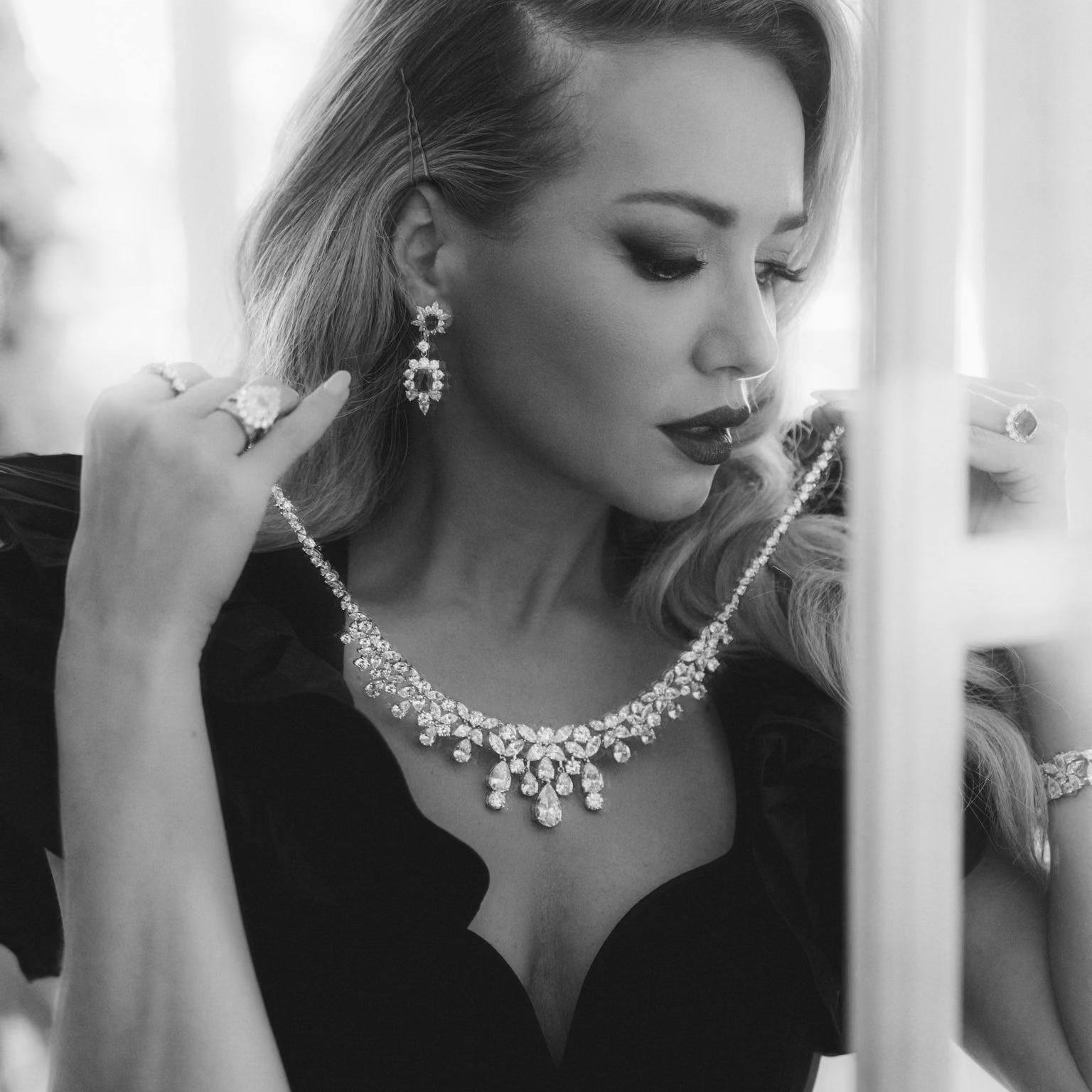 La Scala Diamond Crystalline Statement Necklace by Kathy Hilton
