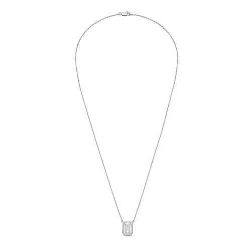 Lab Grown Emerald Cut Diamond Bezel Pendant