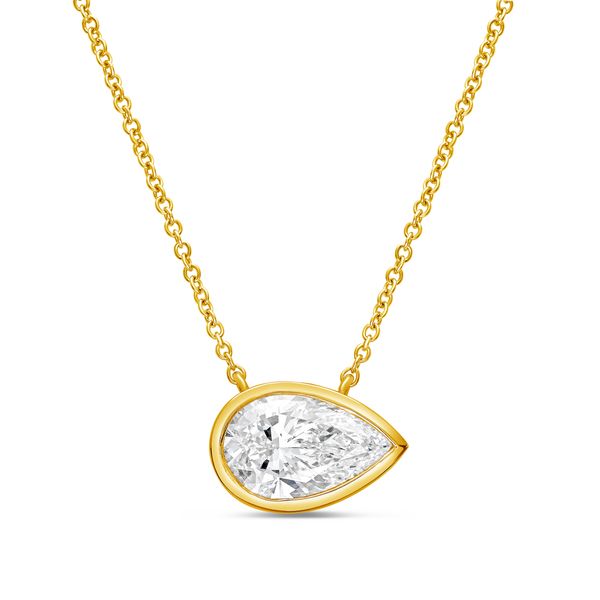Lab Grown Pear Diamond Bezel Pendant