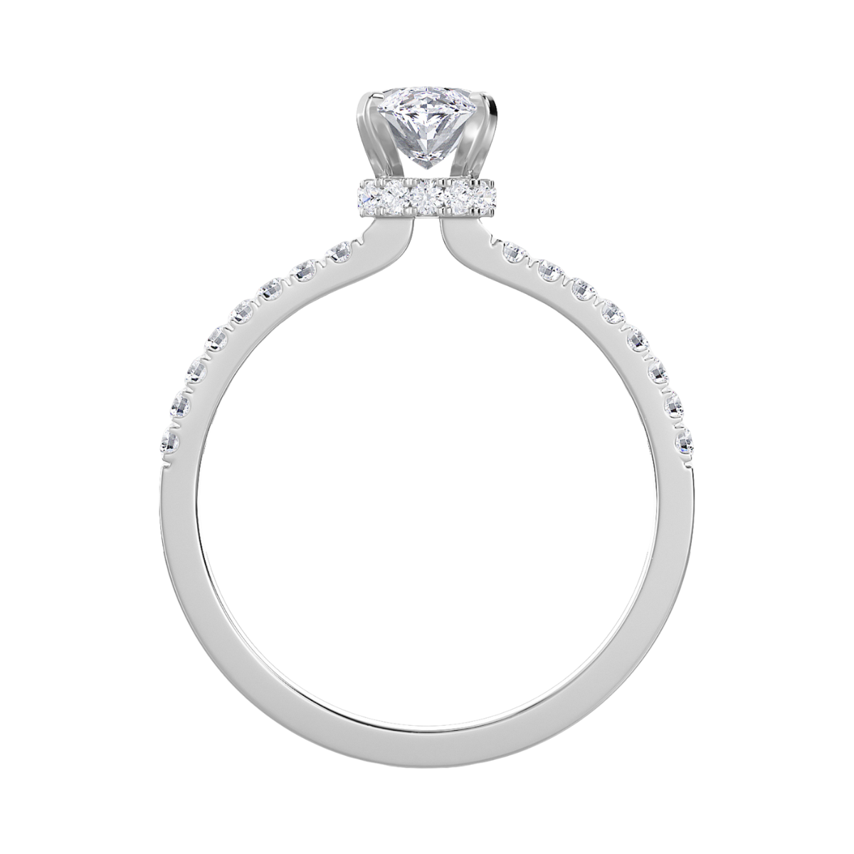 Lab Grown Hidden Halo Marquise Diamond Pave Engagement Ring