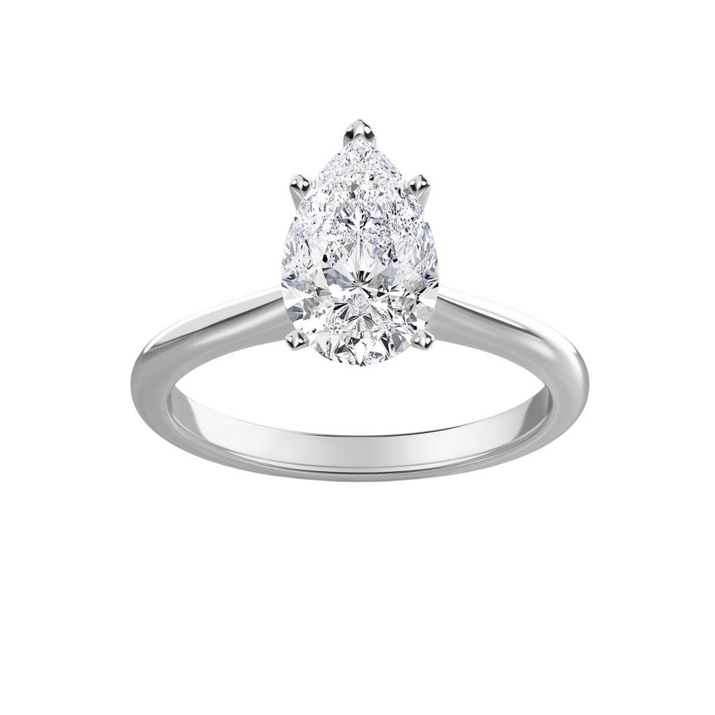 Lab Grown Pear Diamond Solitaire Engagement Ring