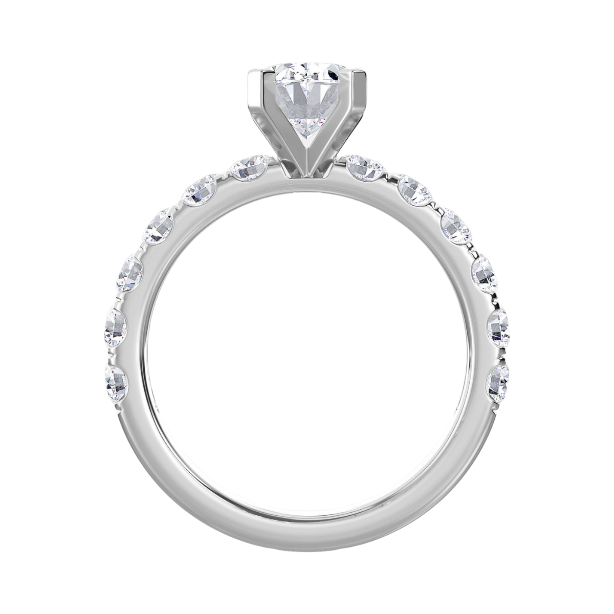 Lab Grown Oval Diamond Pave Engagement Ring