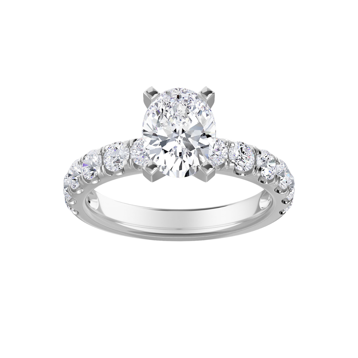 Lab Grown Oval Diamond Pave Engagement Ring