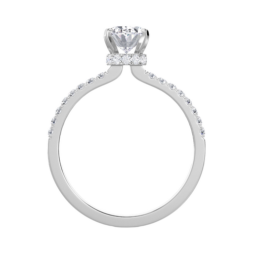 Lab Grown Oval Hidden Halo Pave Diamond Engagement Ring