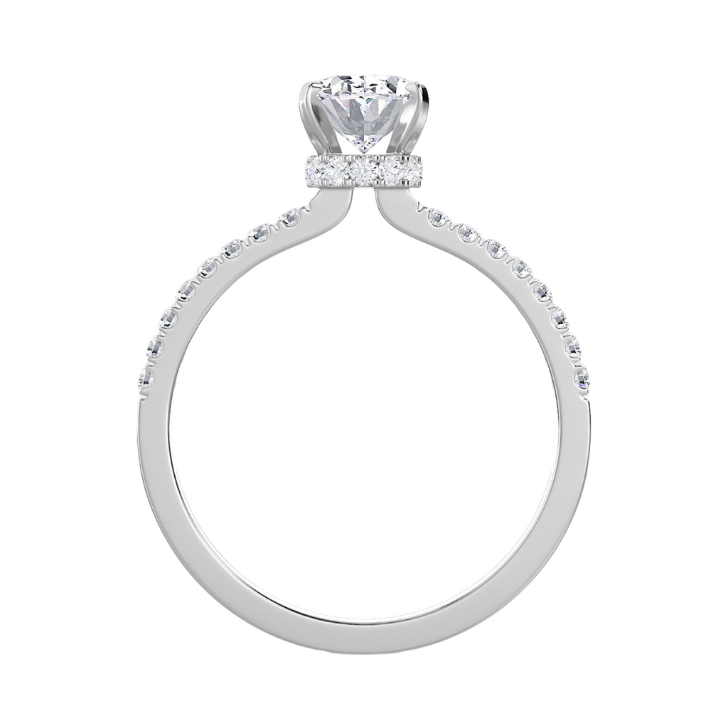Lab Grown Oval Hidden Halo Pave Diamond Engagement Ring