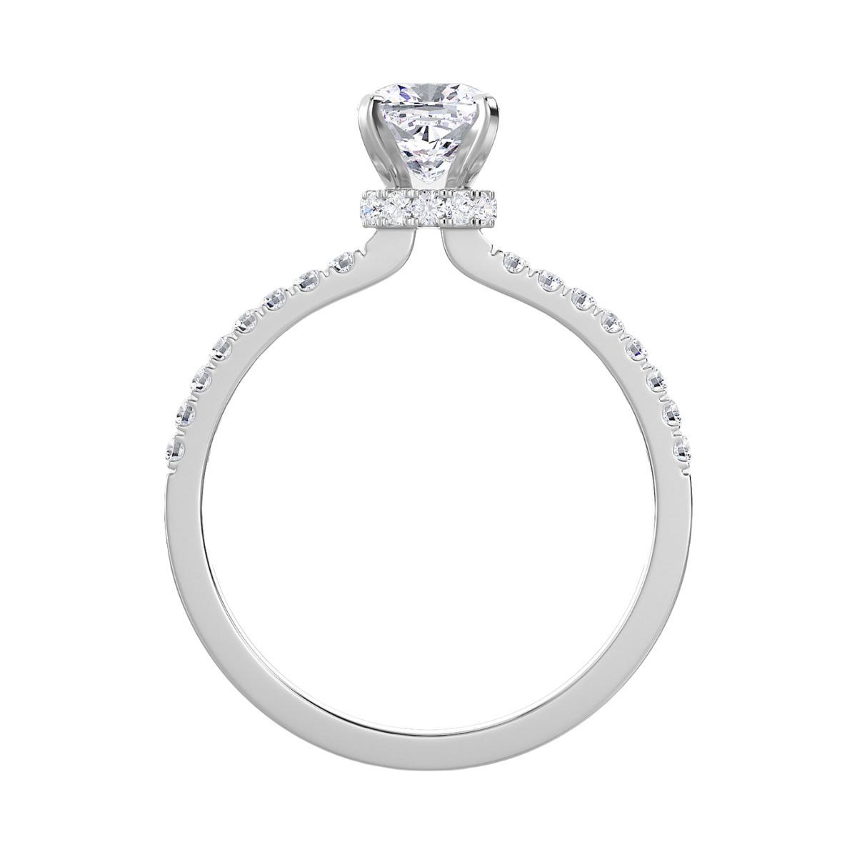 Lab Grown Cushion Cut Pave Diamond Halo Engagement Ring