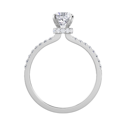 Lab Grown Cushion Cut Pave Diamond Halo Engagement Ring
