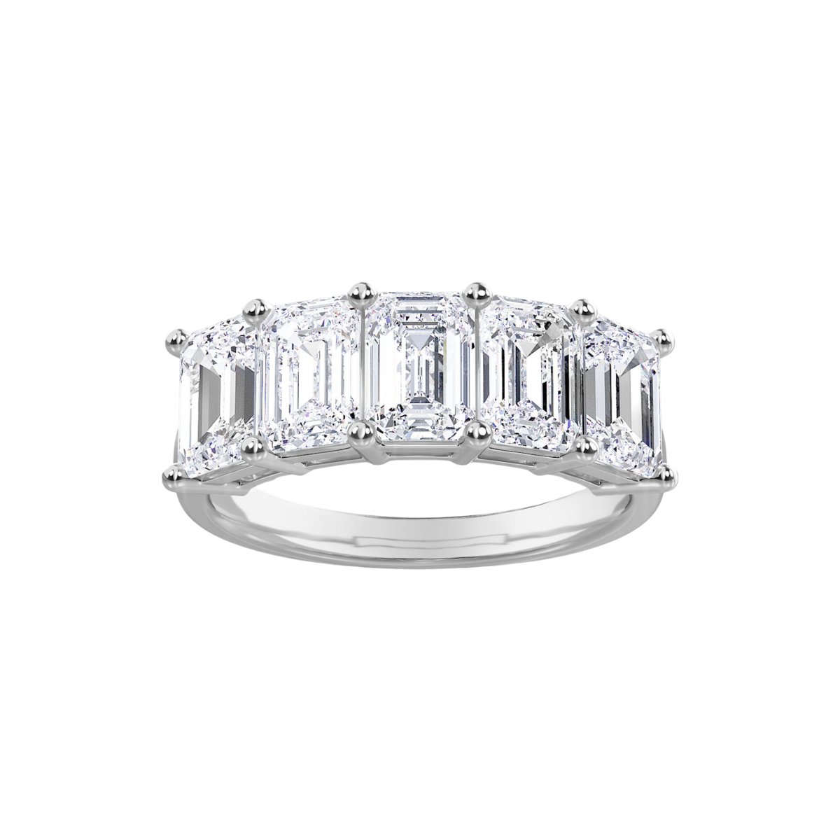 Lab Grown 5 Stone Emerald Diamond Band