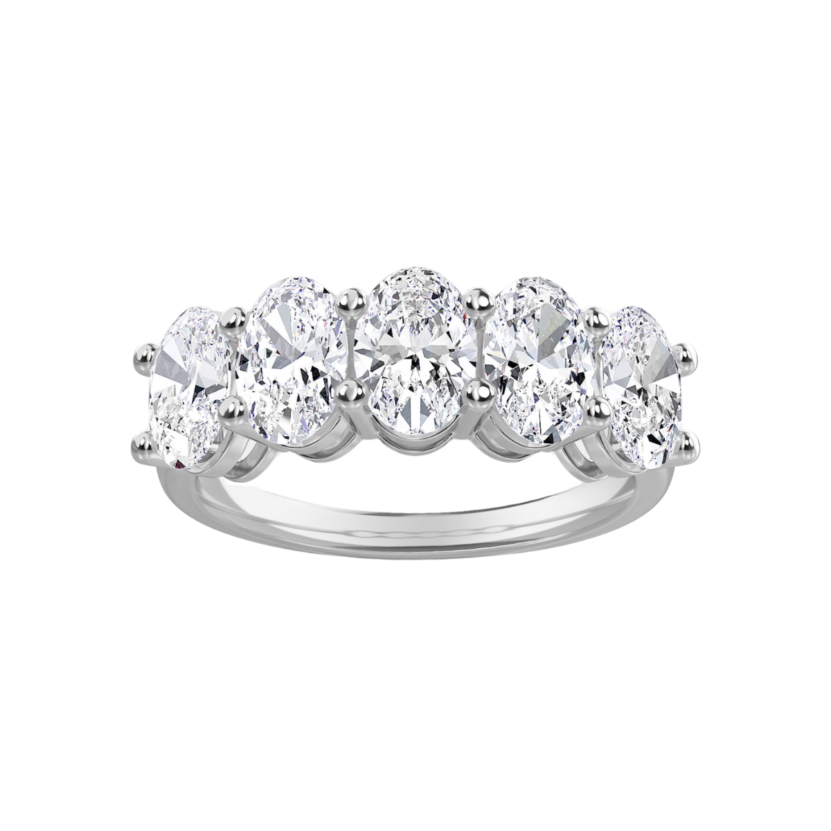 Lab-Grown 5-Stone Oval-Cut Diamond Band, 14K White Gold
