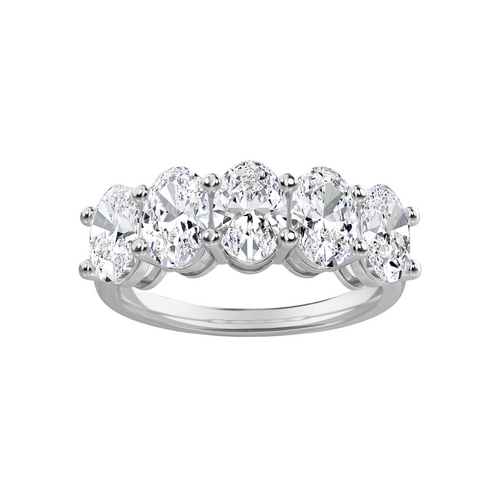 Lab-Grown 5-Stone Oval-Cut Diamond Band, 14K White Gold