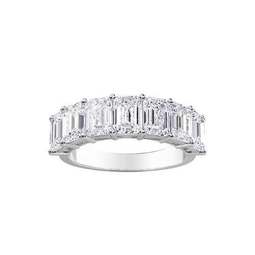 Lab Grown 7 Stone Emerald Diamond Band