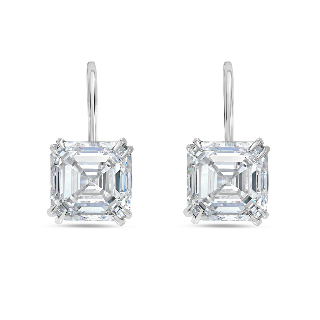 Lab-Grown Asscher Cut Diamond Drop Earrings, 14K Gold
