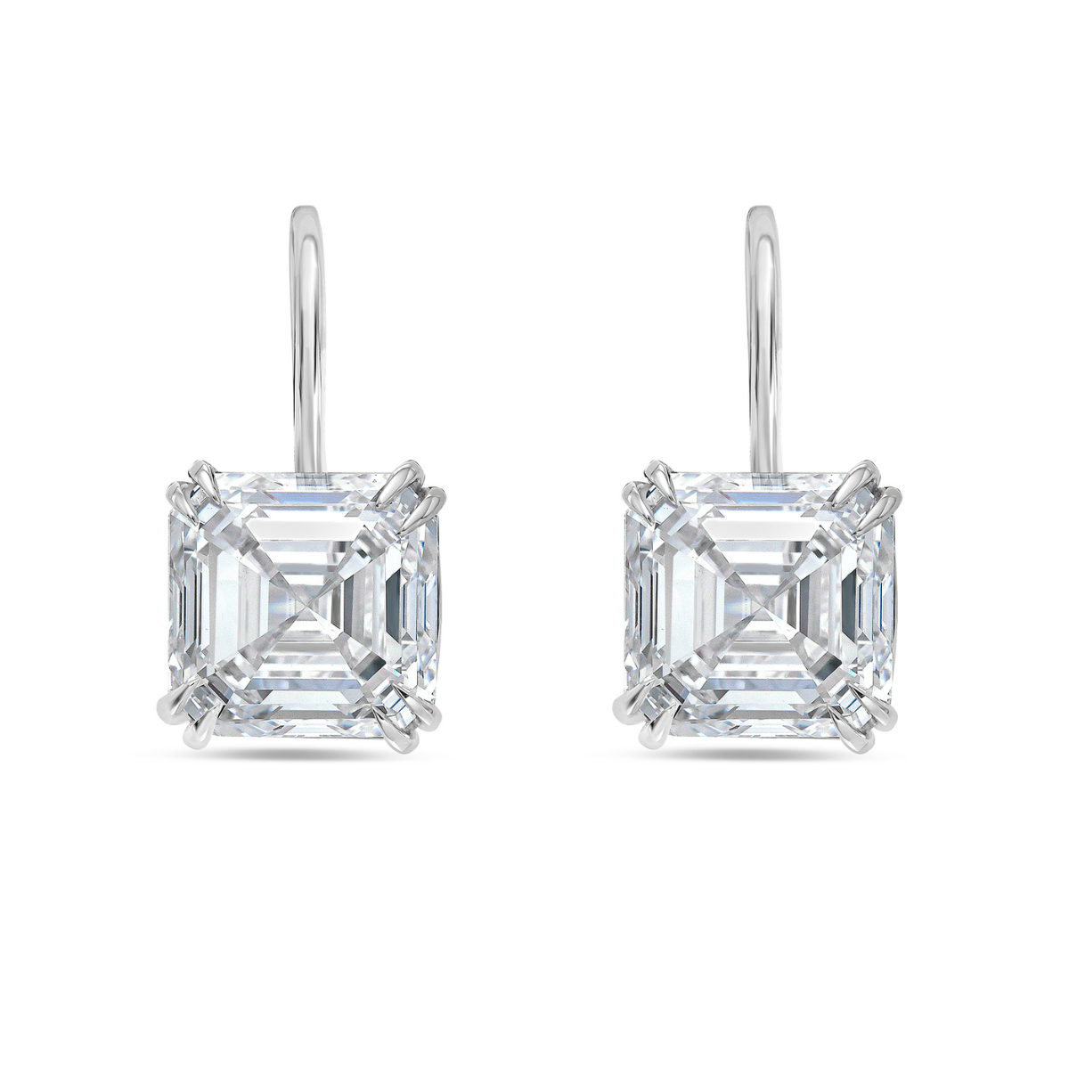 Lab-Grown Asscher Cut Diamond Drop Earrings, 14K Gold