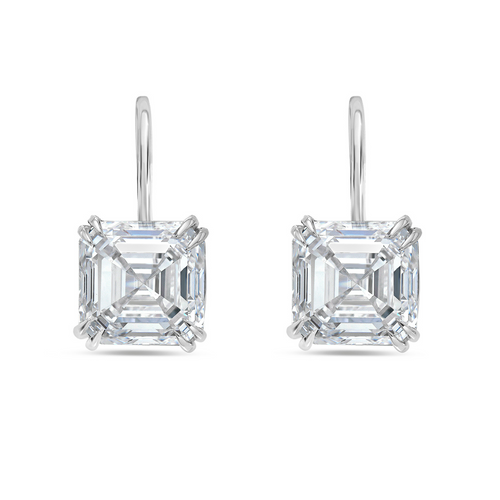 Lab-Grown Asscher Cut Diamond Drop Earrings, 14K Gold