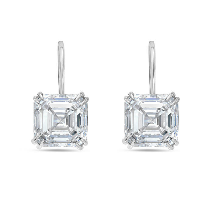 Lab-Grown Asscher Cut Diamond Drop Earrings, 14K Gold
