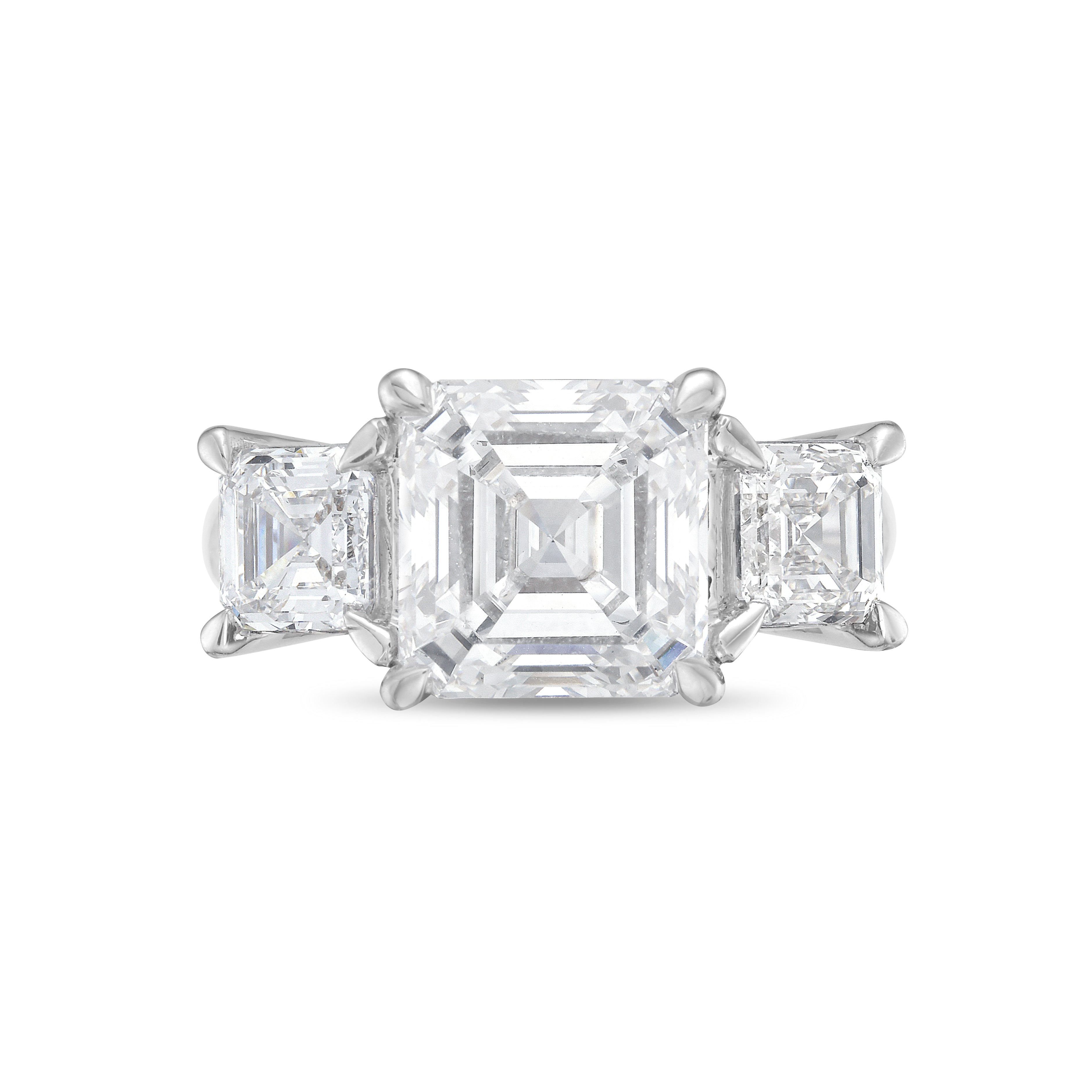 Lab-Grown Three Asscher Diamond Ring, 18K Gold