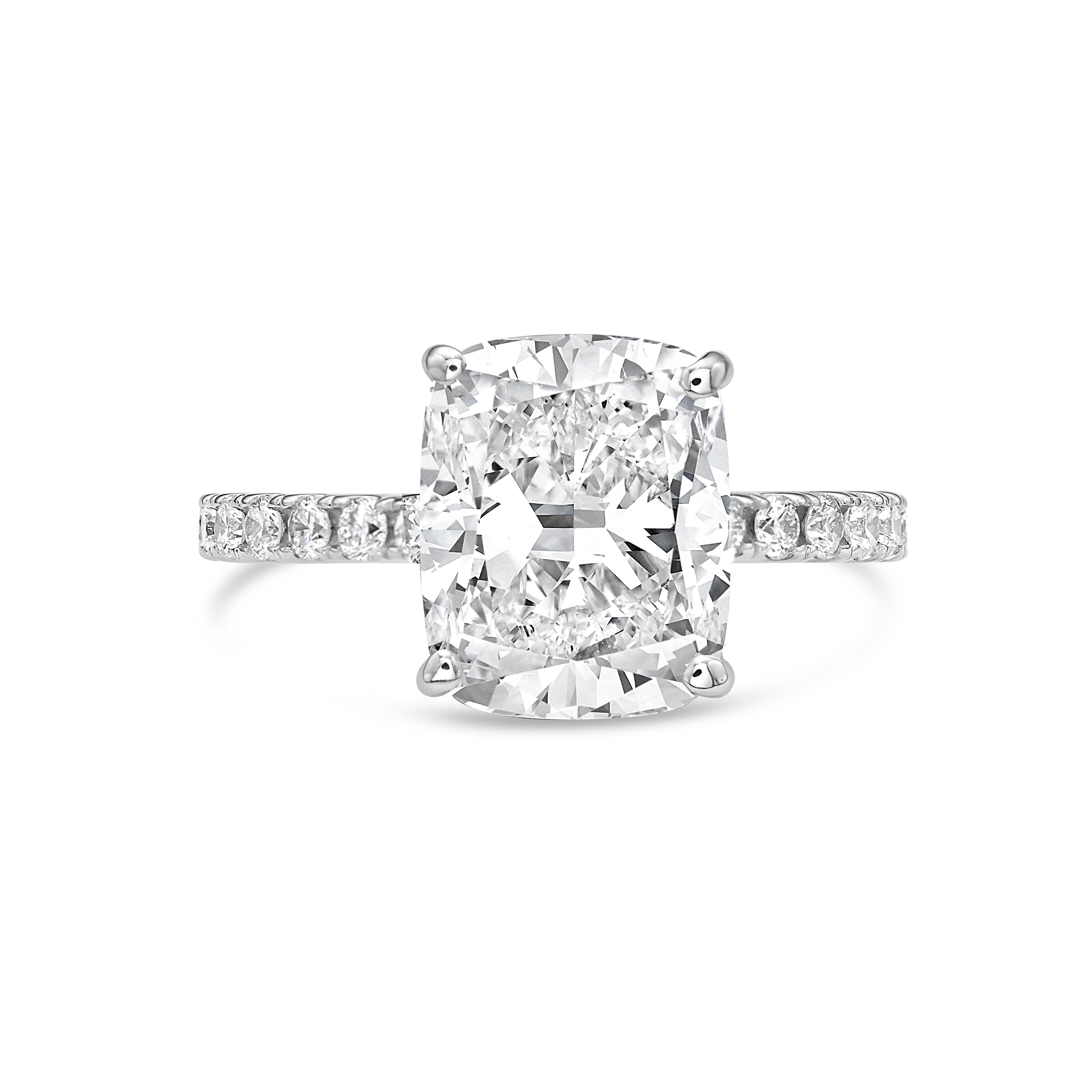 Lab-Grown Cushion Cut Diamond Pavé Engagement Ring, 18K Gold