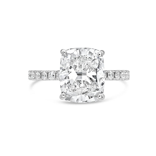 Lab-Grown Cushion Cut Diamond Pavé Engagement Ring, 18K Gold