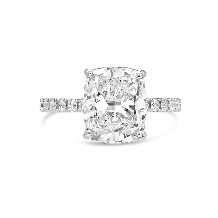 Lab-Grown Cushion Cut Diamond Pavé Engagement Ring, 18K Gold