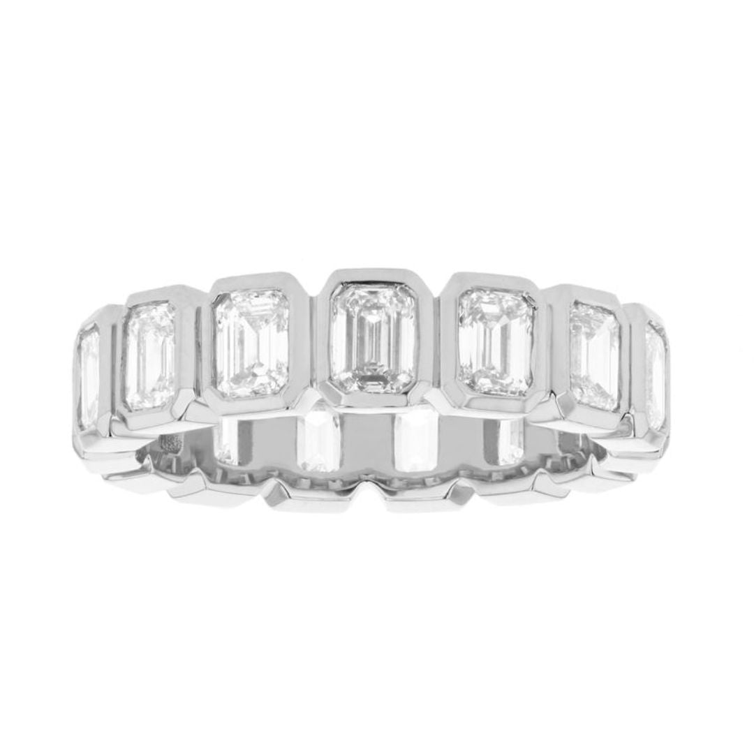 Lab-Grown Emerald Bezel Eternity Band, 14K Gold