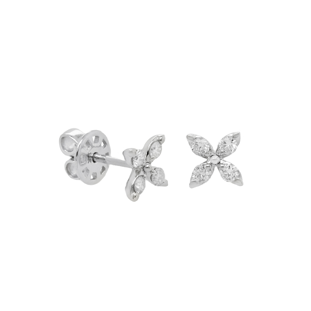Lab-Grown Diamond Clover Stud Earrings, 14K Gold