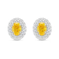 Lab-Grown Yellow Oval Diamond Halo Earrings, 18K Gold
