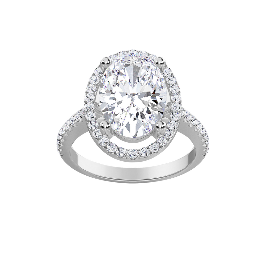 Lab Grown Diamond Oval Halo Engagement Ring