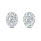 Lab-Grown Oval Diamond Halo Stud Earrings